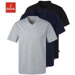 Marineblaue Melierte s.Oliver V-Ausschnitt T-Shirts aus Baumwolle für Herren Größe XXL 3-teilig 