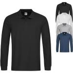 Schwarze Casual Langärmelige Stedman Langarm-Poloshirts aus Baumwolle maschinenwaschbar für Herren Größe S 