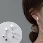Silberne Sterne Ohrringe & Ohrschmuck Silvester 