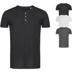 Graue Kurzärmelige Stedman Henleykragen T-Shirts aus Baumwolle maschinenwaschbar für Herren Größe L 