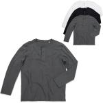 Schwarze Langärmelige Henleykragen T-Shirts aus Baumwolle maschinenwaschbar für Herren Größe XXL 