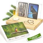 Sabine Thallinger Kartenhalter Holz | Fotohalter, Tarotkartenhalter [HANDGEMACHT] mit Geschenkverpackung & Kerze