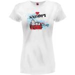 Weiße Kurzärmelige Die Peanuts Snoopy T-Shirts aus Baumwolle für Damen Größe M 