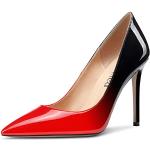 Rote Lack-Optik Spitze High Heels & Stiletto-Pumps in Breitweite aus Lackleder rutschfest für Damen Größe 36 mit Absatzhöhe über 9cm 