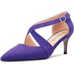 Violette Sexy Spitze High Heels & Stiletto-Pumps mit Riemchen in Breitweite aus Veloursleder rutschfest für Damen Größe 39 