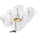 Weiße Sänger Geschirr Kaffeetassen-Sets 250 ml aus Porzellan mikrowellengeeignet 6-teilig 