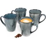 Blaue Rustikale Kaffeetassen-Sets 500 ml aus Steingut spülmaschinenfest 4-teilig 