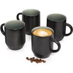 Schwarze Sänger Geschirr Kaffeetassen-Sets 300 ml mit Helsinki-Motiv glänzend aus Steingut stapelbar 4-teilig 