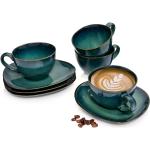 Reduzierte Blaue Vintage Kaffeetassen-Sets mit Meer-Motiv aus Steingut 8-teilig 