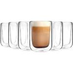 Reduzierte Weiße Unifarbene Sänger Geschirr Runde Teegläser mit Kaffee-Motiv glänzend aus Glas doppelwandig 6-teilig 