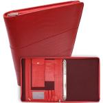 Rote Schreibmappen & Collegemappen mit Reißverschluss DIN A4 aus Leder für Herren 