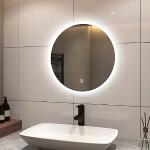 Reduzierte Moderne Runde Wandspiegel mit Beleuchtung 50 cm LED beleuchtet 