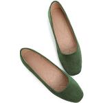 Armeegrüne Vintage Runde Damenballerinas ohne Verschluss in Breitweite leicht Größe 41,5 für den für den Sommer 