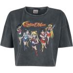 Schwarze Sailor Moon Rundhals-Ausschnitt T-Shirts für Damen Größe XS 