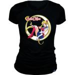 Schwarze Sailor Moon Rundhals-Ausschnitt T-Shirts für Damen Größe XL 