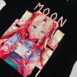 Schwarze Sailor Moon T-Shirts aus Baumwolle für Herren 