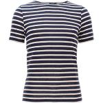 Blaue Gestreifte Maritime Kurzärmelige Saint James Rundhals-Ausschnitt T-Shirts aus Jersey für Herren Größe L 