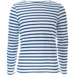 Blaue Gestreifte Langärmelige Saint James Rundhals-Ausschnitt Basic-Shirts aus Baumwolle mit Kapuze für Herren Größe 4 XL 