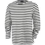 Schwarze Gestreifte Maritime Langärmelige Saint James Rundhals-Ausschnitt T-Shirts aus Jersey für Herren Größe S 