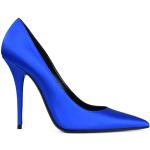 Reduzierte Blaue Elegante Saint Laurent Paris Spitze High Heels & Stiletto-Pumps aus Satin für Damen Größe 36,5 