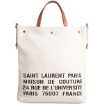 Beige Saint Laurent Paris Canvas Shopper aus Canvas mit Innentaschen für Damen 