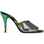 Reduzierte Grüne Blumenmuster Saint Laurent Paris Offene High Heels & Stiletto-Pumps aus Leder für Damen Größe 41 