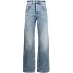 Reduzierte Hellblaue Saint Laurent Paris Straight Leg Jeans Faded mit Reißverschluss aus Baumwolle für Damen Größe M 