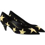 Reduzierte Schwarze Elegante Saint Laurent Paris Spitze High Heels & Stiletto-Pumps aus Veloursleder für Damen Größe 36 
