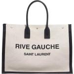 Reduzierte Beige Saint Laurent Paris Rive Gauche Canvas Shopper aus Leder für Damen 