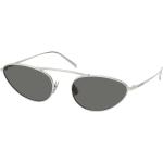 Silberne Cateye Sonnenbrillen aus Metall für Damen 