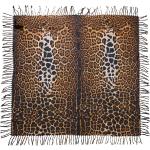 Braune Animal-Print Saint Laurent Paris Wollschals mit Leopard-Motiv aus Wolle für Damen 