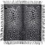 Reduzierte Graue Animal-Print Saint Laurent Paris Wollschals mit Leopard-Motiv aus Wolle für Damen 