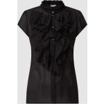 Schwarze Saint Tropez Stehkragen Festliche Blusen mit Volants aus Polyester für Damen Größe XS 