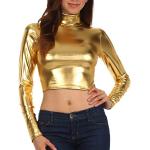 Goldene Sakkas Rollkragen Rollkragenpullover Metallic aus Polyester Cropped für Damen Größe XL Große Größen 