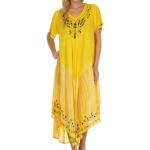 Gelbe Bestickte Sakkas Strandmode aus Viskose Handwäsche für Damen Einheitsgröße 