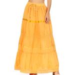 Gelbe Bestickte Casual Sakkas Maxi Maxiröcke aus Baumwolle Handwäsche für Damen Einheitsgröße 