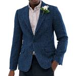 Blaue Tweed-Sakkos mit Knopf aus Wolle für Herren Größe XXL 