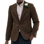 Braune Tweed-Sakkos mit Knopf aus Wolle für Herren Größe XXL 
