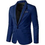 Blaue Unifarbene Oversize Leinensakkos mit Reißverschluss aus Softshell für Herren Größe 4 XL für den für den Herbst 