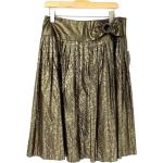 Goldene Bestickte Faltenröcke aus Baumwolle für Damen für den für den Winter 