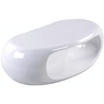 Weiße Moderne SalesFever Ovale Hochglanz-Couchtische lackiert aus Glasfaser mit Ablage Breite 100-150cm, Höhe 0-50cm, Tiefe 50-100cm 