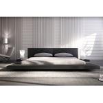 SalesFever Polsterbett, Design Bett in moderner Optik, Lounge Bett inklusive Nachttisch, schwarz, 200x200 cm, Schwarz - Schwarz - Schwarz - Schwarz