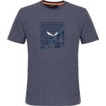 Marineblaue Melierte Kurzärmelige Salewa T-Shirts aus Polyester für Herren Größe XL 