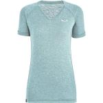 Blaue Kurzärmelige Salewa Puez V-Ausschnitt T-Shirts aus Jersey für Damen Größe S 