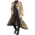 Khakifarbene Elegante Winddichte Maxi Trenchcoats lang mit Gürtel für Herren Größe XL für den für den Herbst 