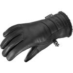 Schwarze Elegante Salomon Native Gore Tex Lederhandschuhe aus Leder für Damen Größe L für den für den Herbst 