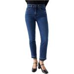 Reduzierte Blaue Elegante Salsa Jeans Slim Fit Jeans mit Fransen mit Reißverschluss aus Denim für Damen Weite 26, Länge 28 