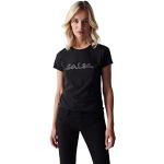Schwarze Salsa Jeans T-Shirts mit Pailletten für Damen Größe S 