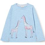 Reduzierte Blaue Animal-Print Langärmelige Salt and Pepper Pailletten Shirts für Kinder mit Giraffen-Motiv mit Pailletten für Mädchen Größe 122 
