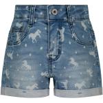 Hellblaue Salt and Pepper Jeans Shorts für Kinder mit Pferdemotiv aus Denim für Mädchen Größe 116 für den für den Sommer 